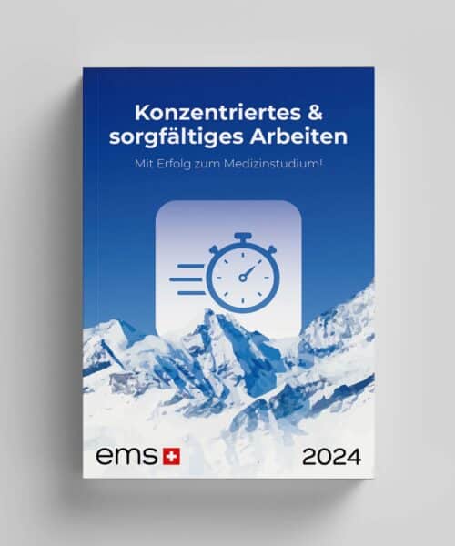 Numerus Clausus 2024 Vorbereitungsbuch - Konzentriertes & sorgfältiges Arbeiten - Auswahltest Medizinstudiengänge Schweiz Cover - EMS Coaches