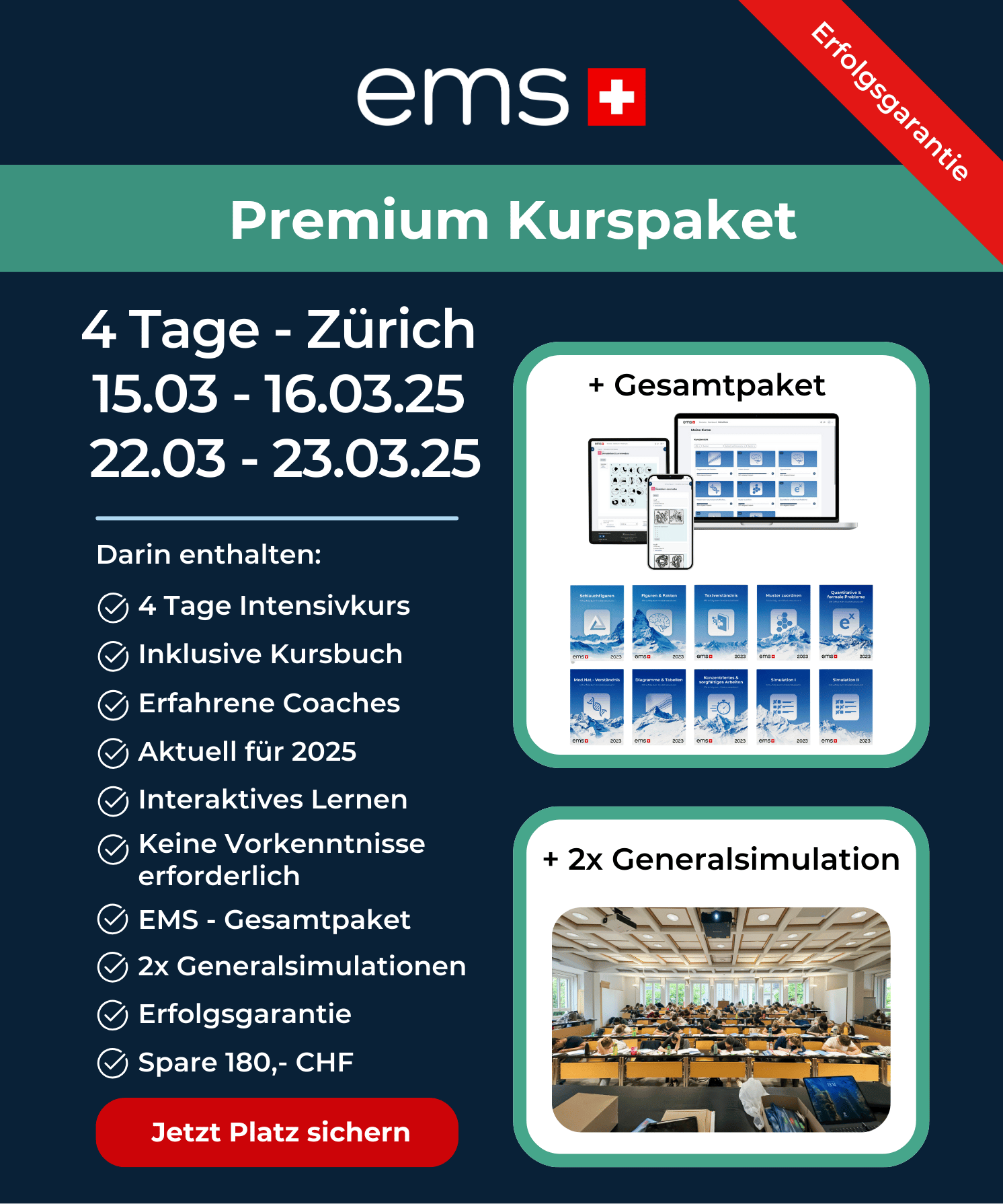 EMS _ NC Vorbereitungskurs in Präsenz für 4 Tage in Zürich vom 15.03 - 16.03.25 und 22.03 - 23.03.25 - Premium