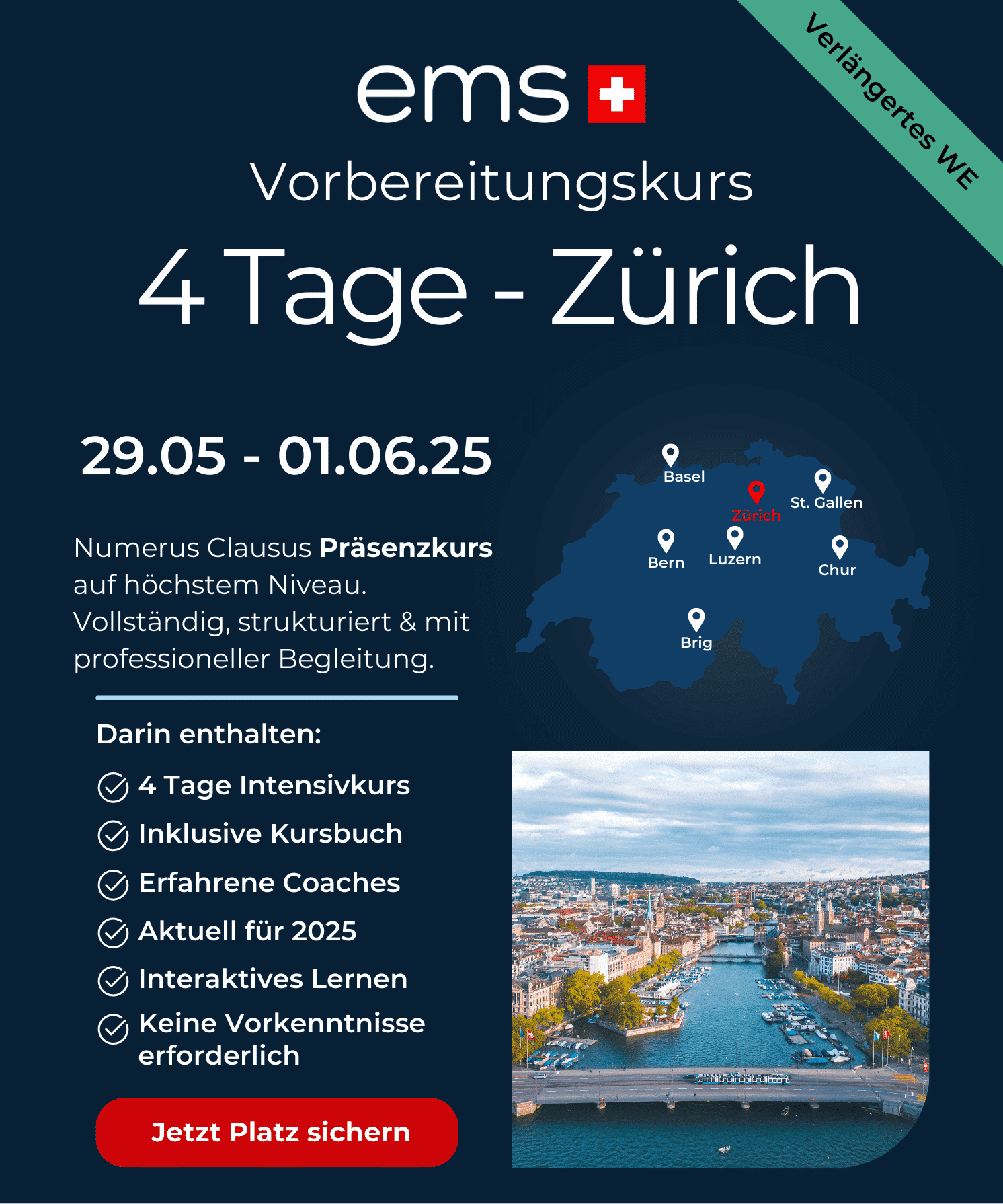 EMS _ NC Vorbereitungskurs in Präsenz für 4 Tage in Zürich vom 29.05 - 01.06.25