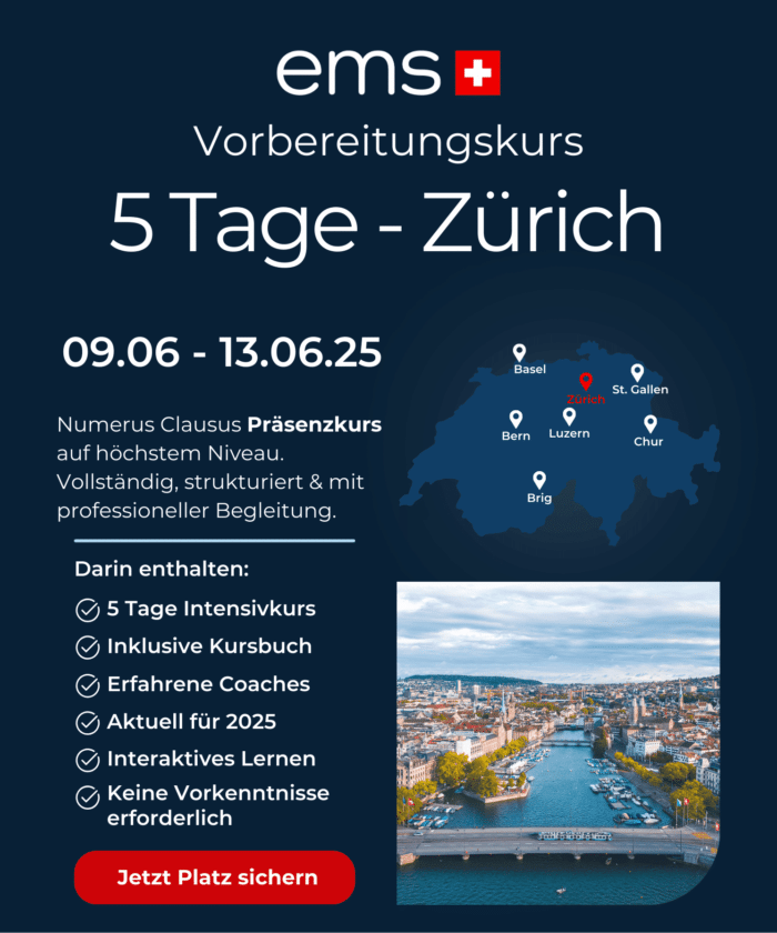 EMS _ NC Vorbereitungskurs in Präsenz für 5 Tage in Zürich vom 09.06 - 13.06.25