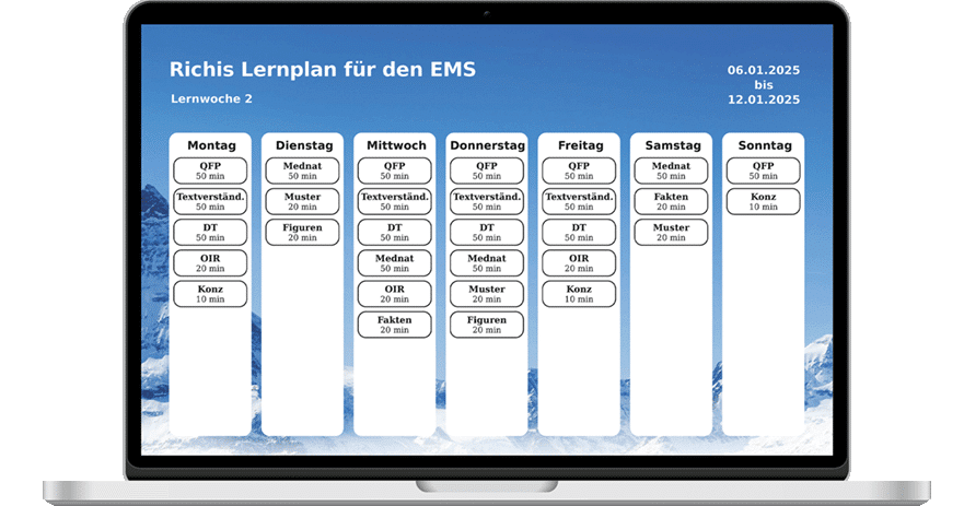 Lernplan für den EMS Numerus Clausus